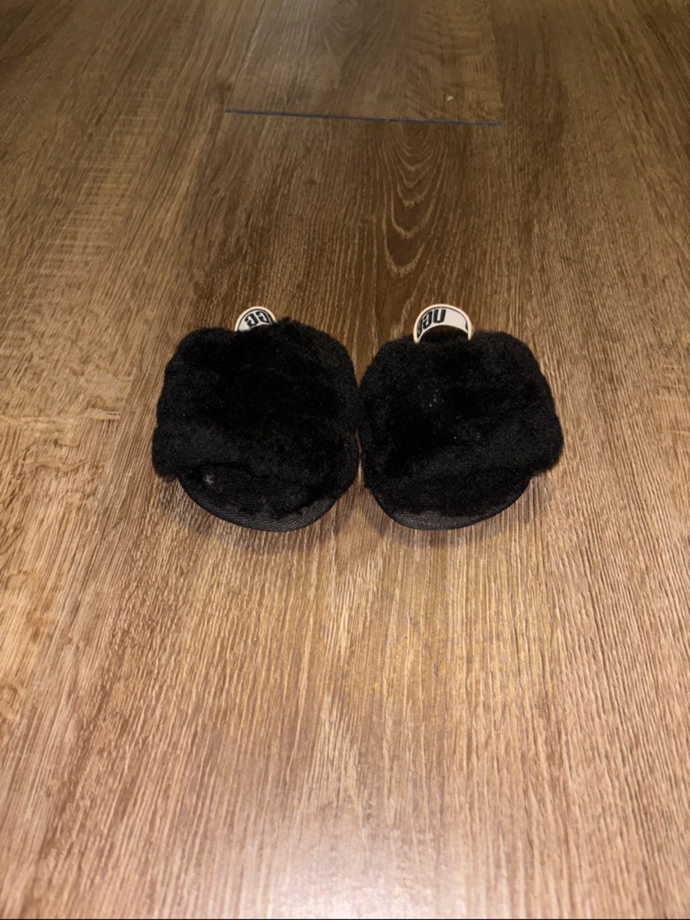 Black UGG Baby Fur Slippers
